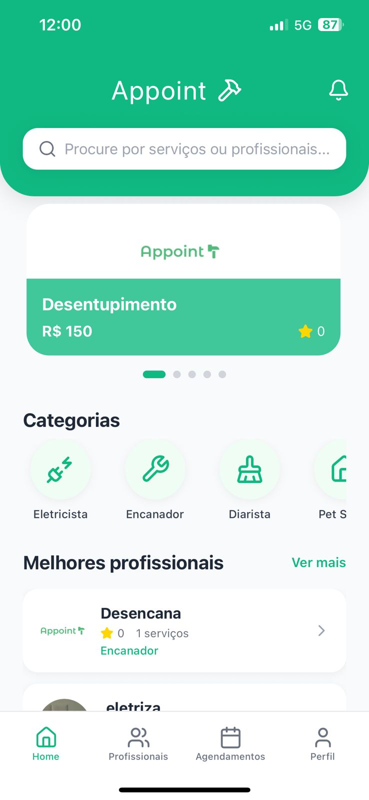 Appoint app interface